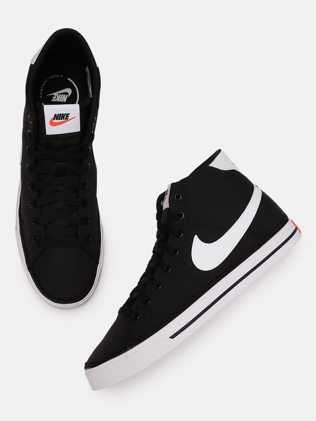 Buy Nike Men Black Solid COURT LEGACY Mid Top Sneakers Casual Shoes