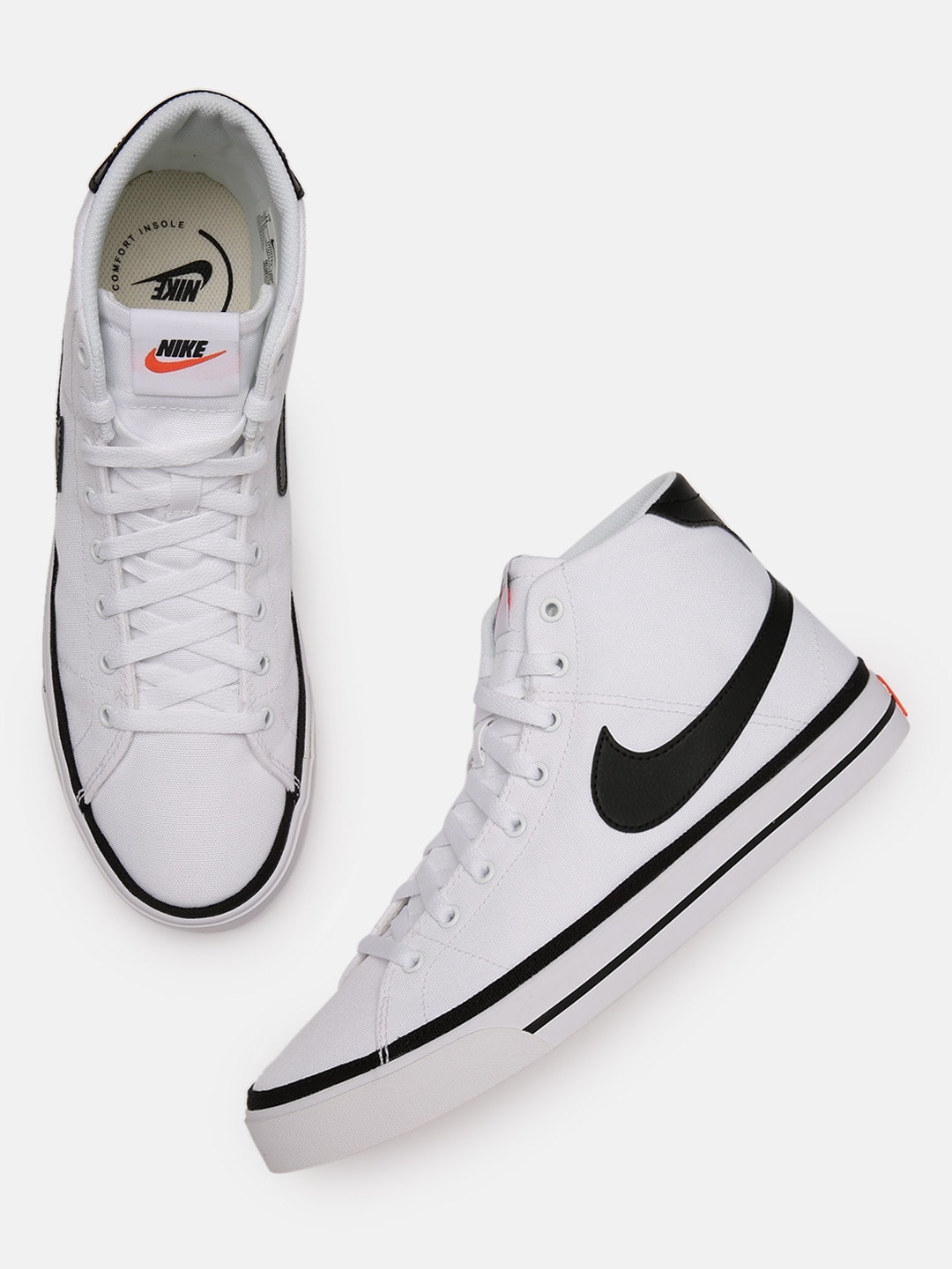 Buy Nike Men White Solid COURT LEGACY Mid Top Sneakers Casual Shoes