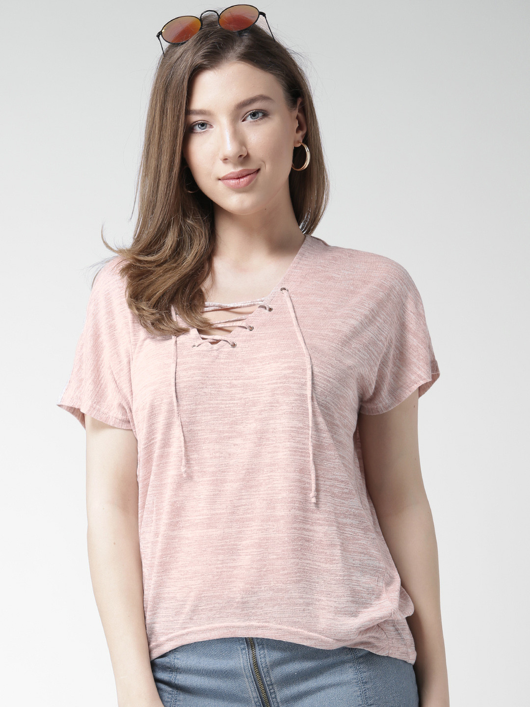 Buy New Look Women Pink Grindle Effect Top Tops for Women 1538698