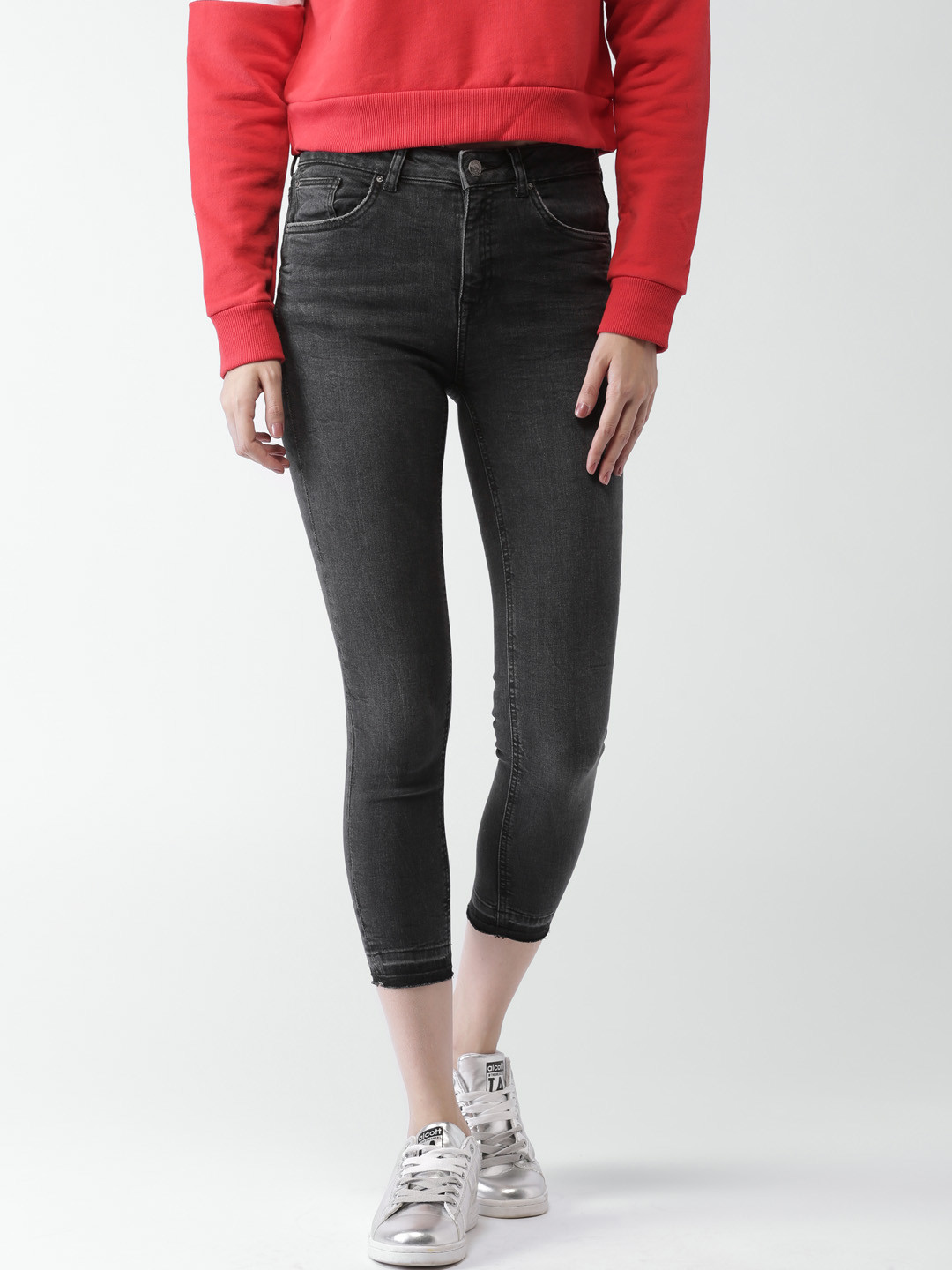 Buy New Look Women Black Skinny Fit Cropped Stretchable Jeans Jeans