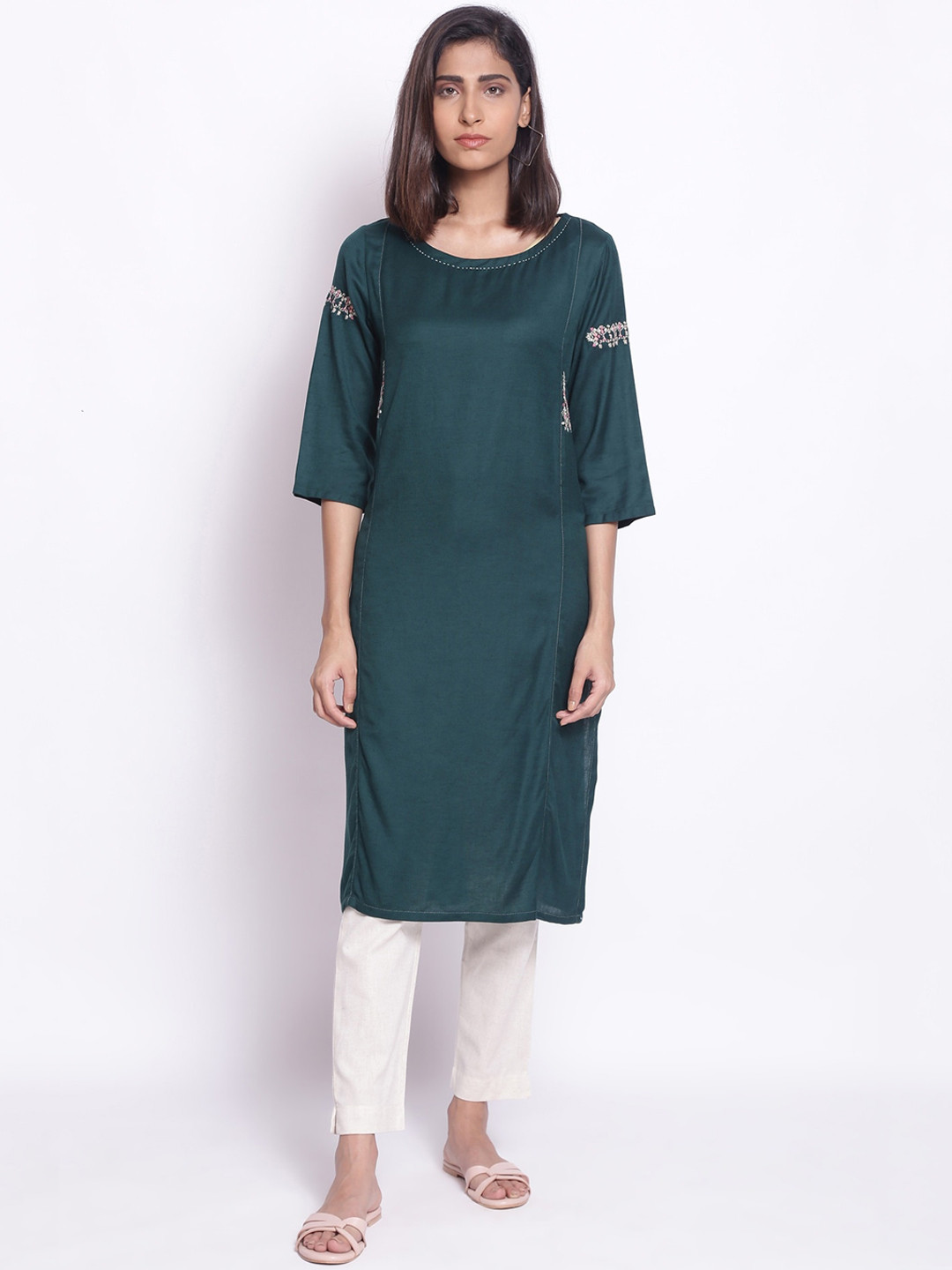 Step Out In Dark Green Comfort Kurta For Women