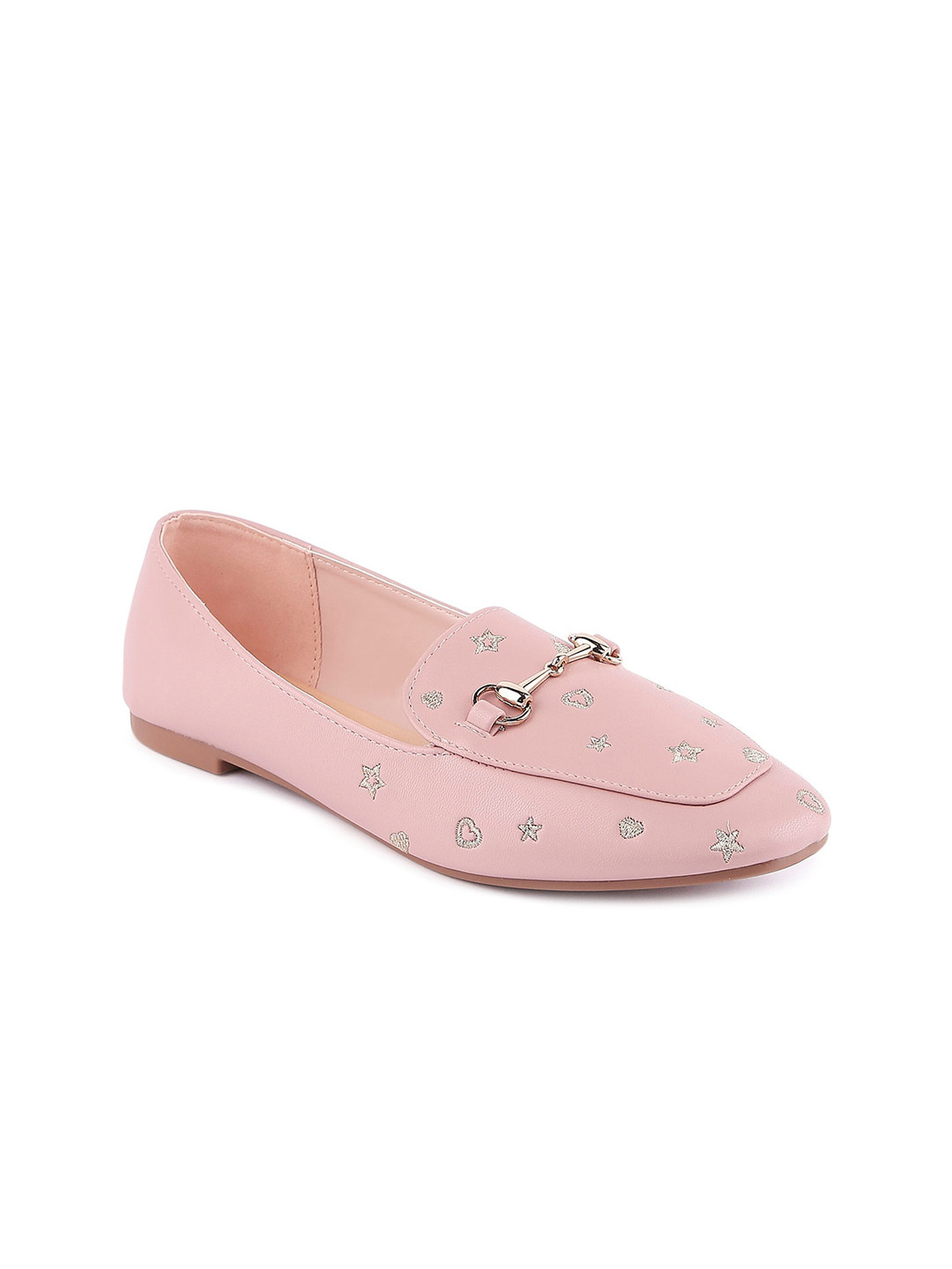 Buy Forever Glam By Pantaloons Women Pink Embellished Leather Loafers