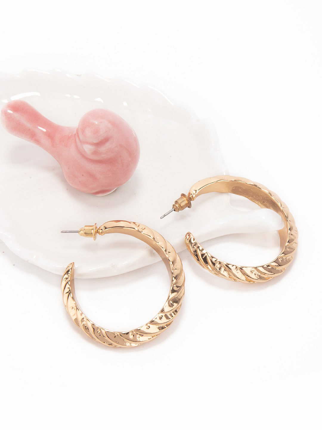 Buy Lilly & Sparkle Gold Toned Alloy Gold Plated Contemporary Half Hoop Earrings Earrings for