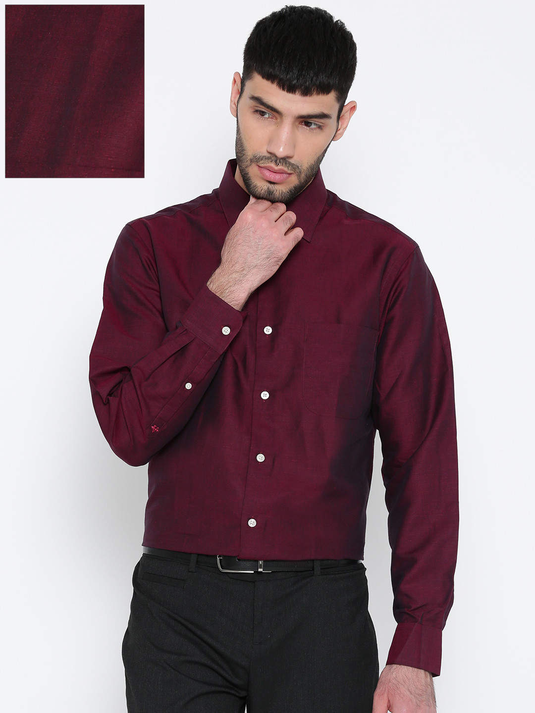 Buy Arrow Men Burgundy Regular Fit Solid Casual Shirt Shirts for Men