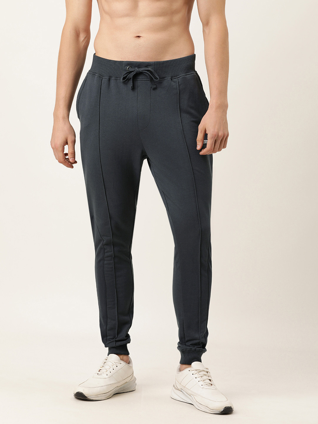 Buy Flying Machine Men Navy Blue Solid Joggers - Track Pants for Men ...