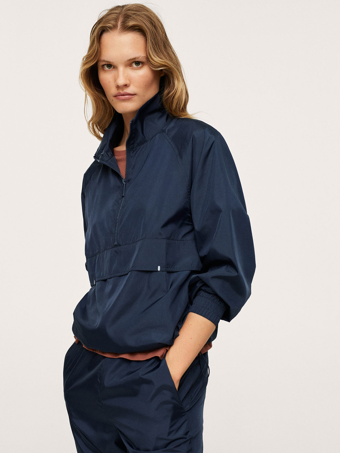 Buy MANGO Women Navy Blue Solid Sporty Jacket Jackets for Women