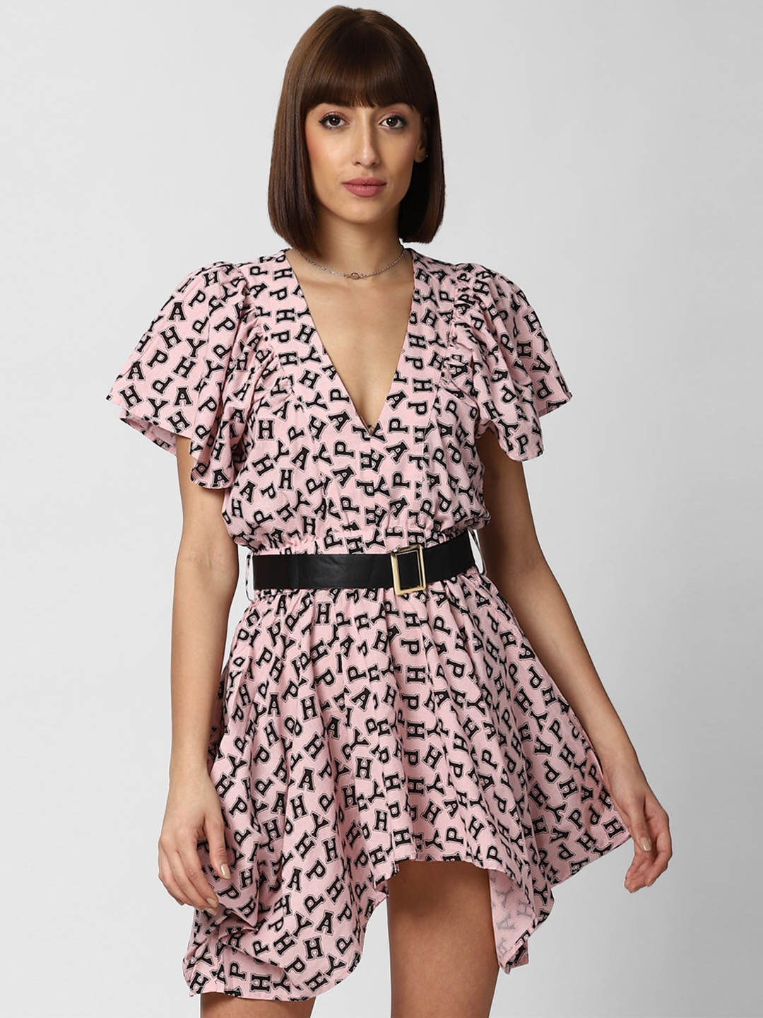 Buy Forever 21 Pink Conversational Print Mini Dress Dresses For Women 15399142 Myntra 