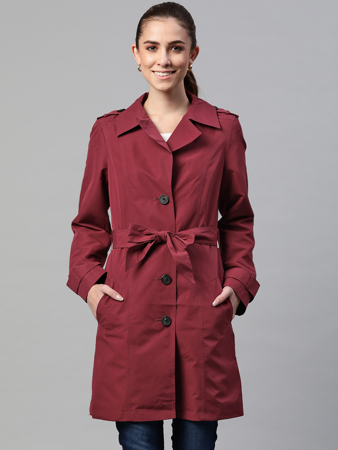 Buy Marks & Spencer Women Purple Longline Tailored Jacket Jackets for