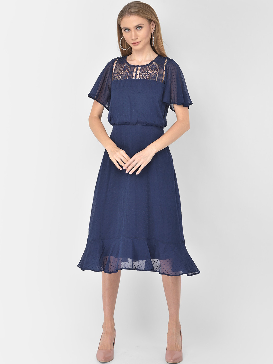 Buy Latin Quarters Blue Midi Lace Dress Dresses for Women 15403632