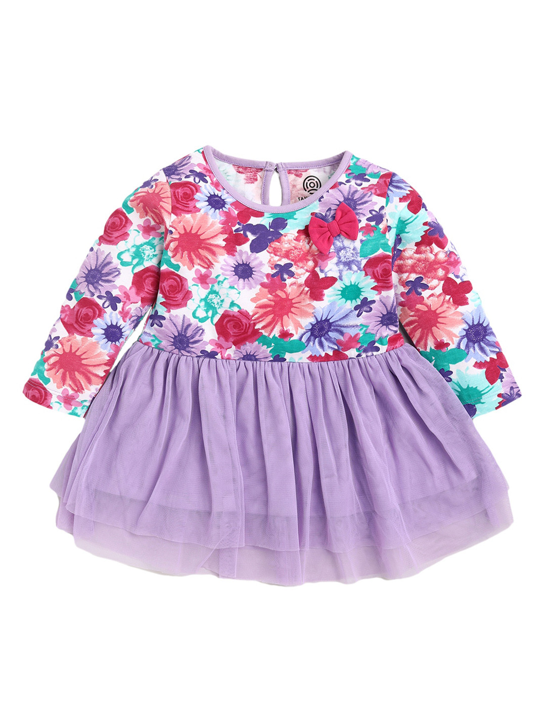 Buy TAMBOURINE Infant Girls Purple & Red Floral Printed Dress Dresses