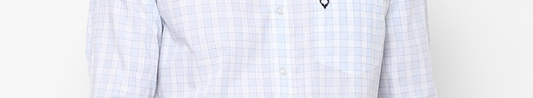 Buy Allen Solly Men Blue & White Slim Fit Opaque Checked Pure Cotton ...