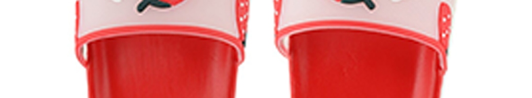 Buy Shoetopia Girls Red & White Printed Rubber Sliders - Flip Flops for ...