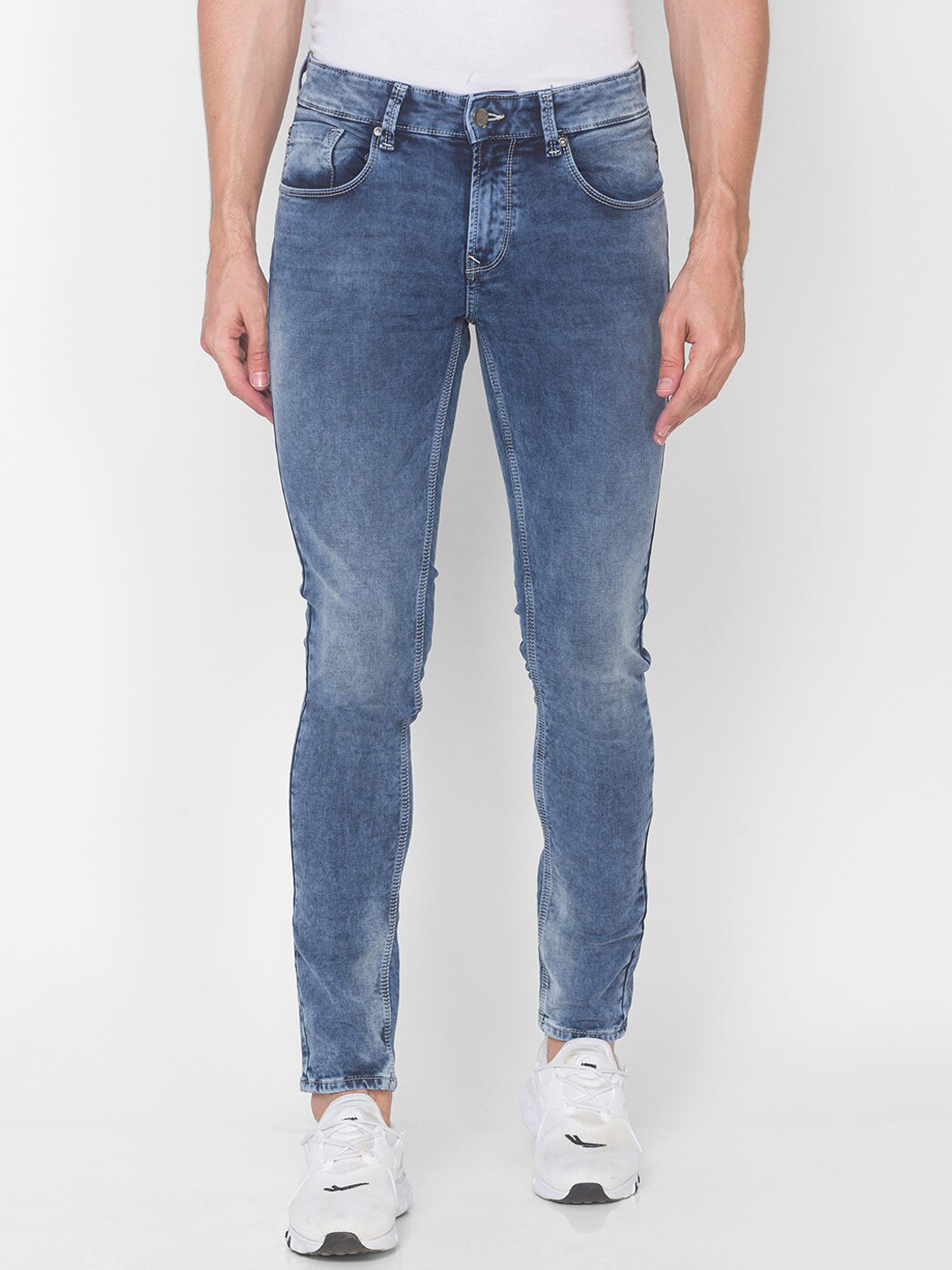 Buy SPYKAR Men Blue Super Skinny Fit Low Rise Light Fade Jeans Jeans