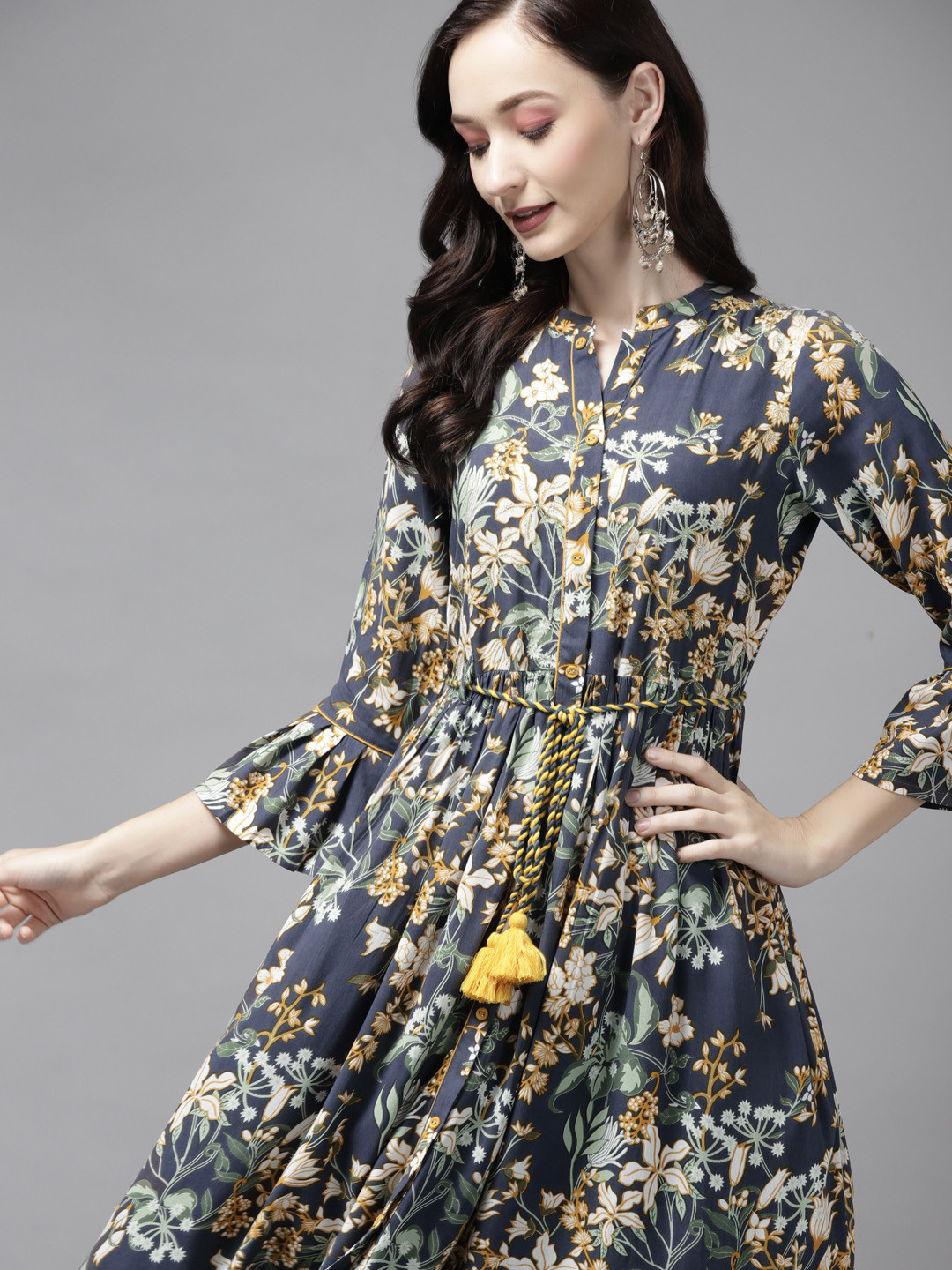 Buy Amirah S Grey Floral Maxi Dress Dresses for Women 15413486 Myntra
