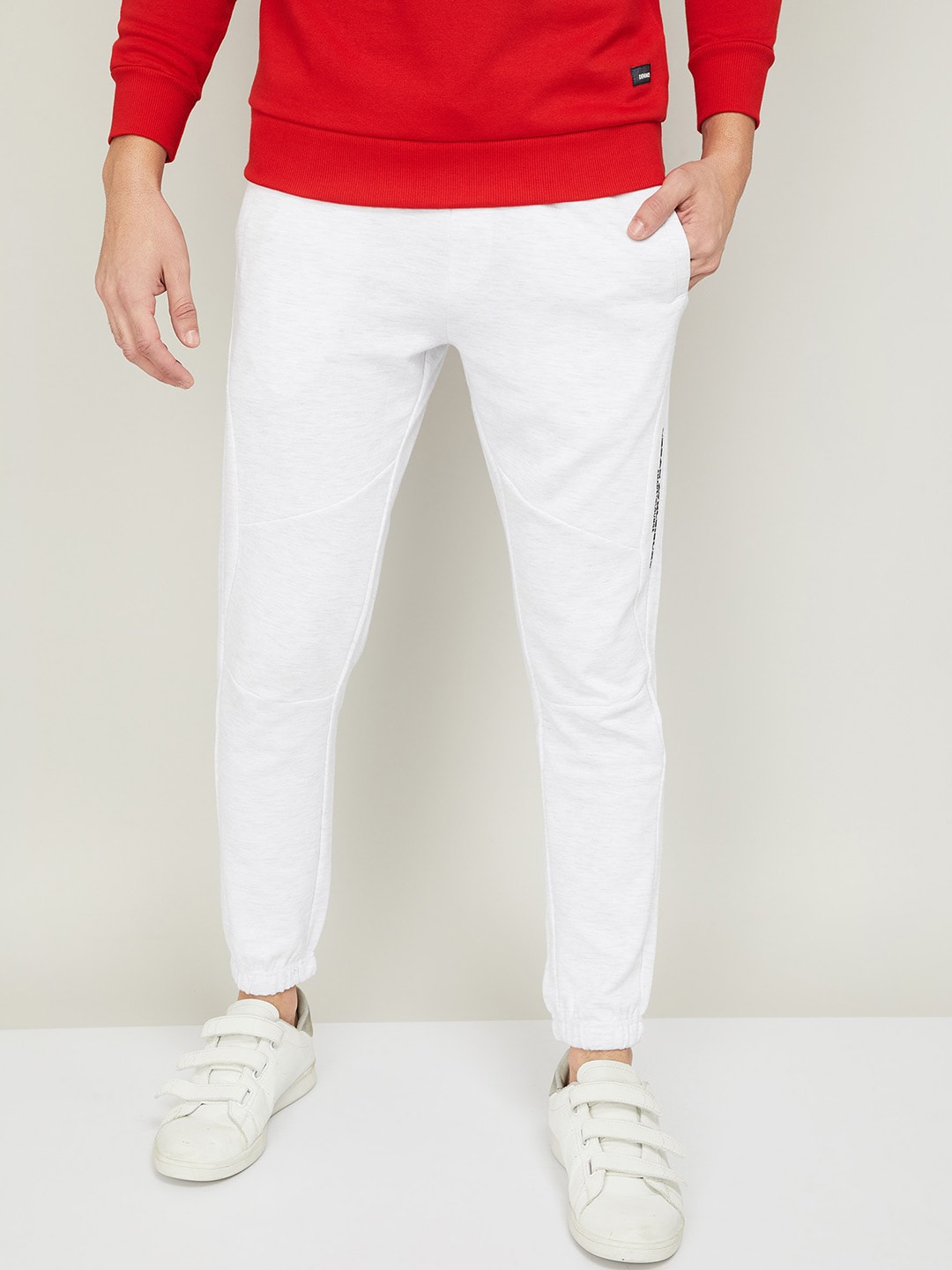 Buy Bossini Men White Solid Cotton Joggers - Track Pants for Men ...