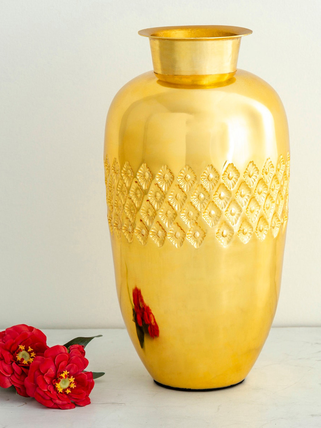 Buy Home Centre Gold Toned Vintage Textured Vase Vases for Unisex