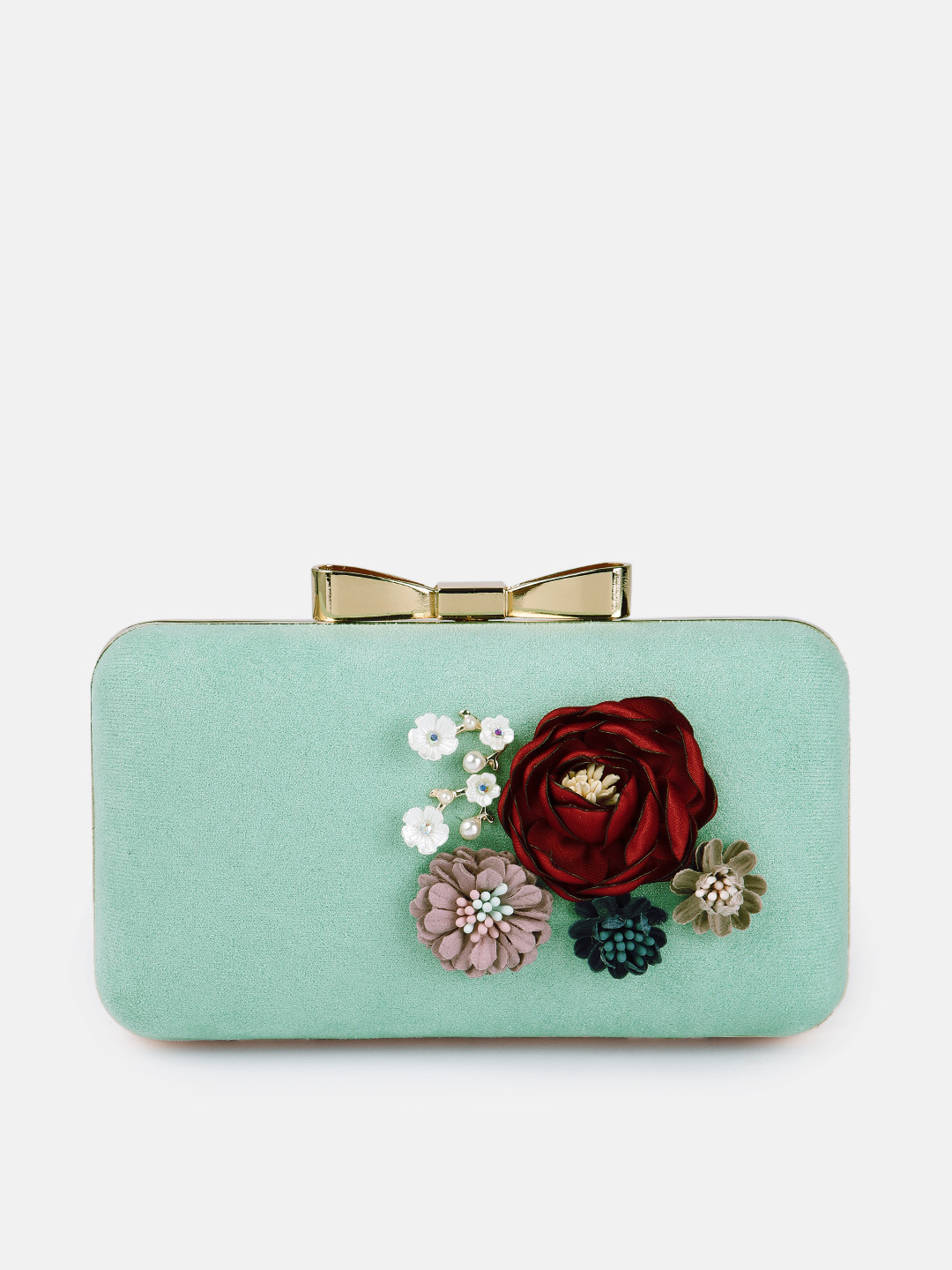 Green & Yellow Embellished Box Clutch