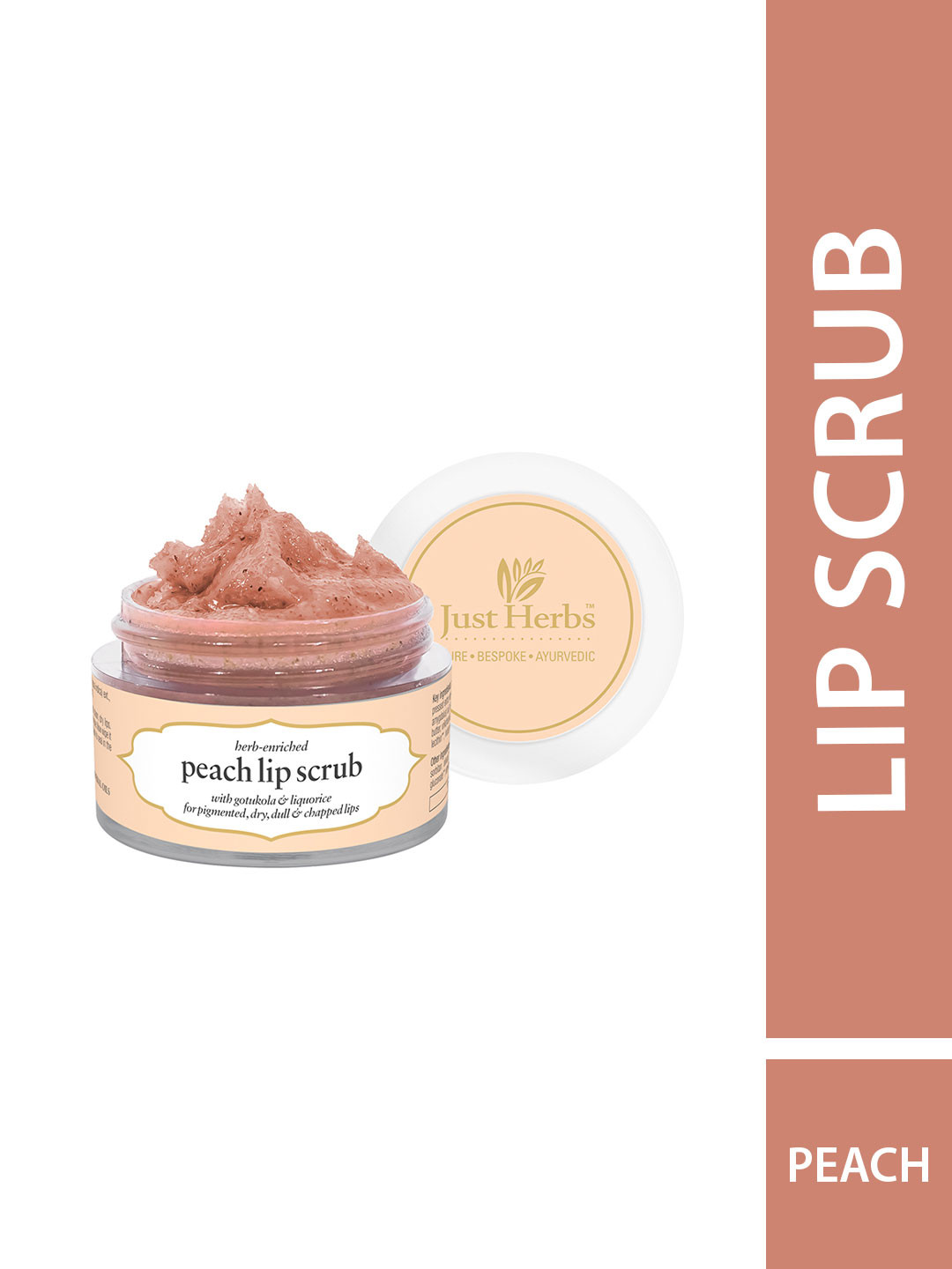Buy Just Herbs Ayurvedic & Vegan Peach Lip Scrub For Chapped Pigmented