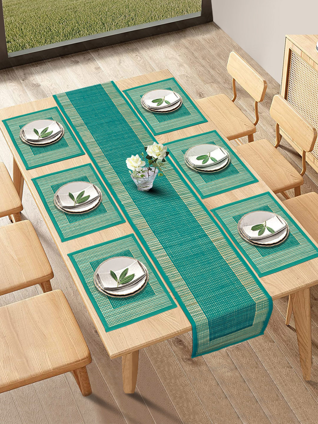 Buy HomeStorie Green Set Of 6 Handmade River Grass Table Placemats With