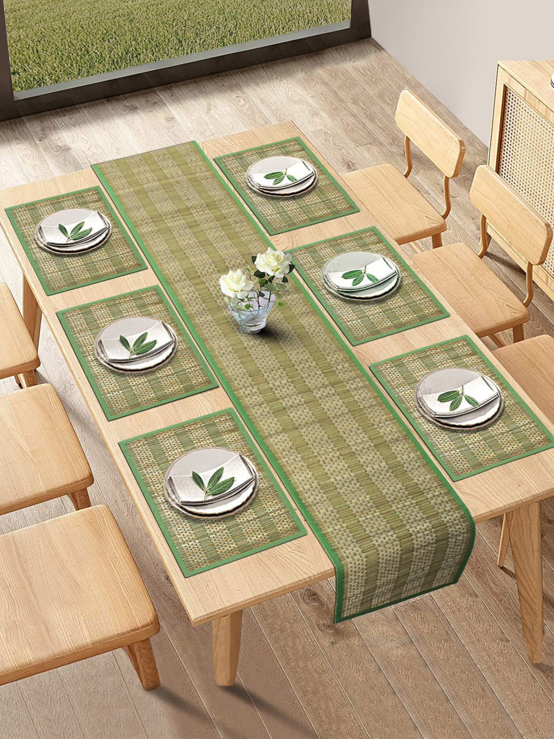 Buy HomeStorie Green Set Of 6 Handmade River Grass Table Placemats With