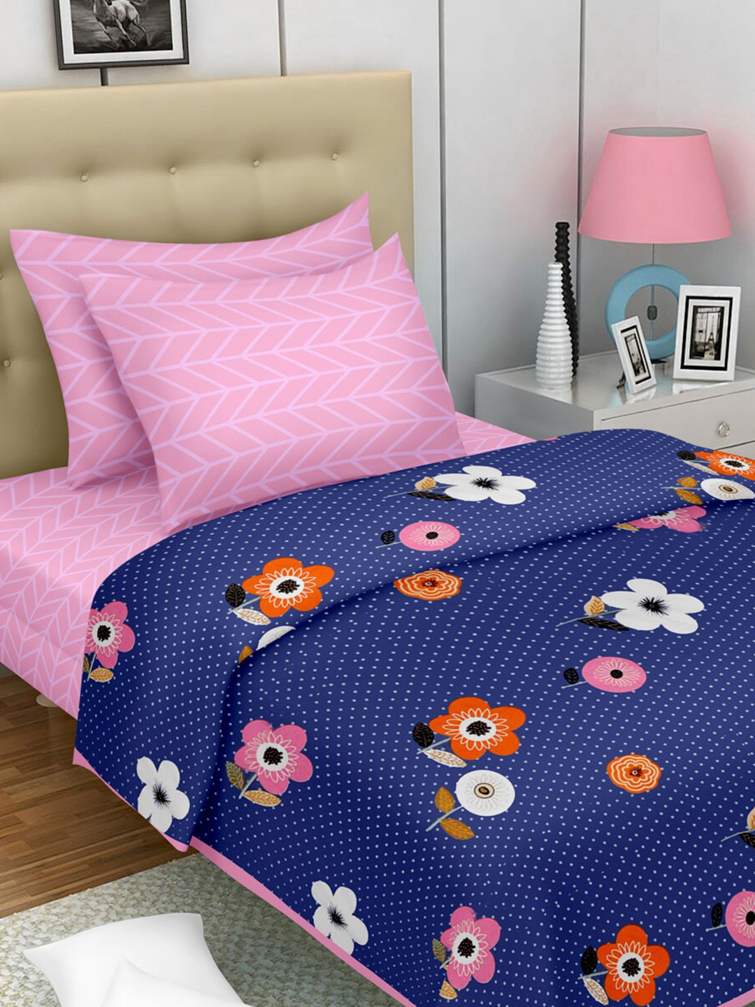 Buy Home Centre Corsica Printed 4 Piece Double Bedding Set Bedding