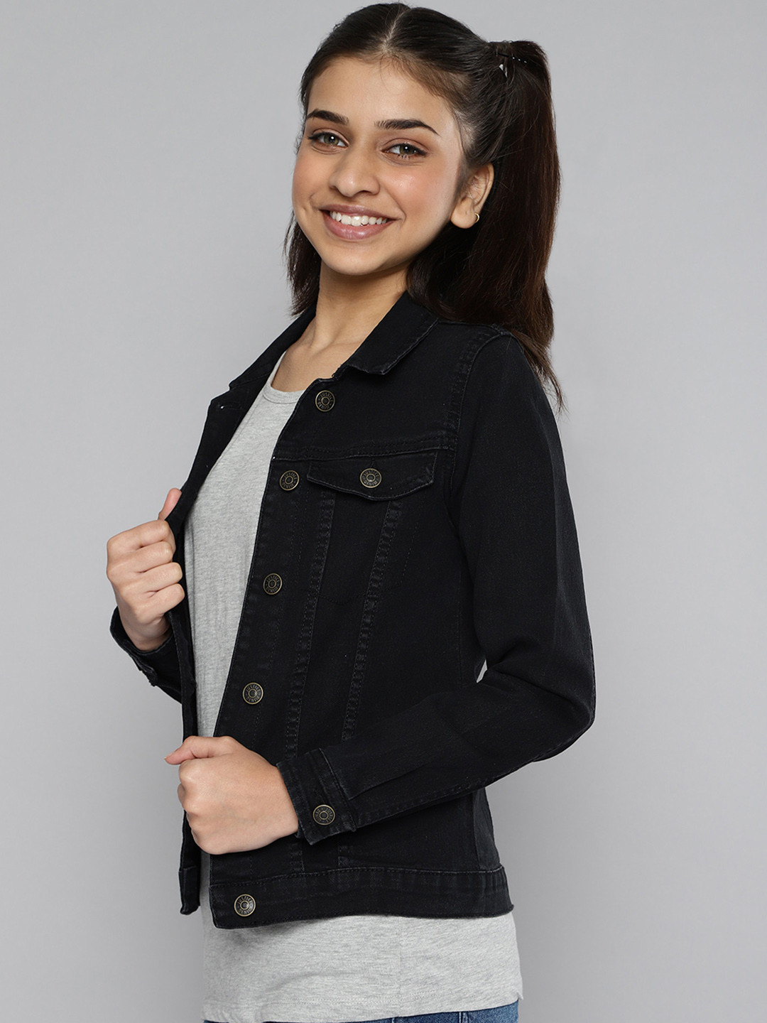 Buy JUSTICE Girls Black Denim Jacket Jackets for Girls 15421858 Myntra