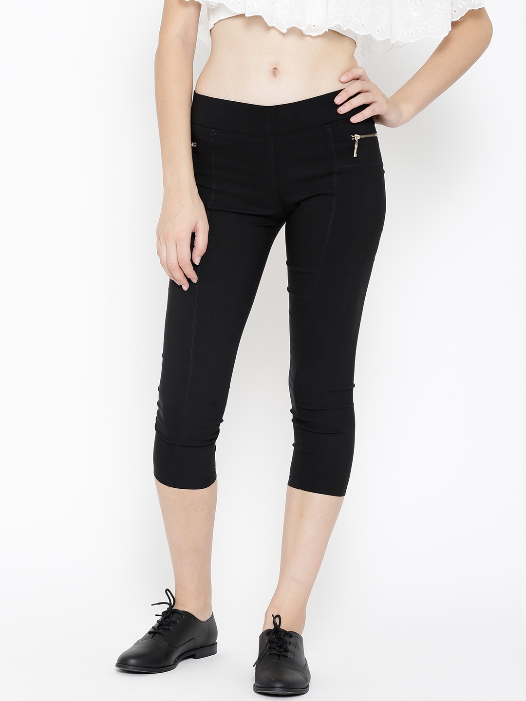Buy Westwood Black Slim Fit Capris - Capris for Women 1542414 | Myntra