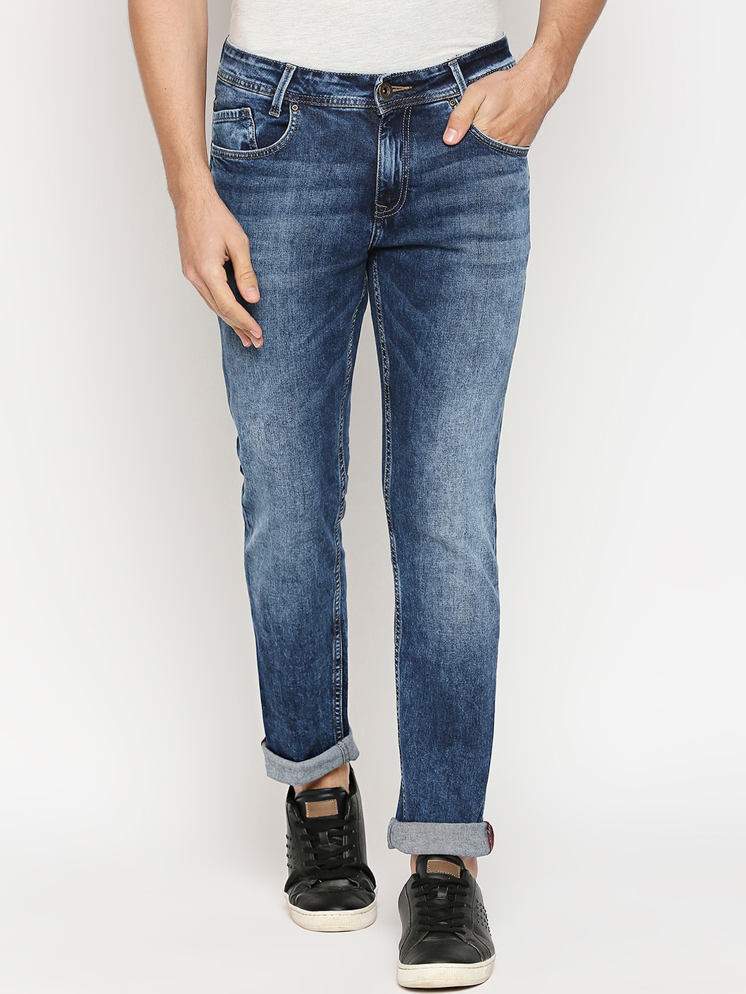 Buy Mufti Men Blue Slim Fit Heavy Fade Jeans - Jeans for Men 15429828 ...