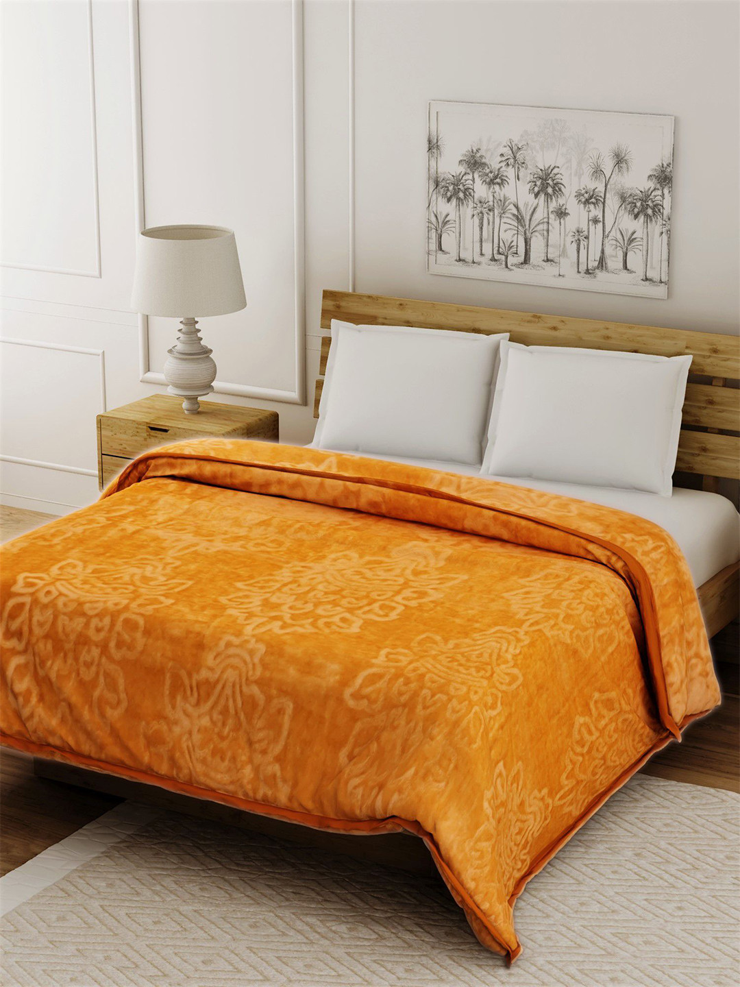 Buy Spangle Gold Toned Ethnic Motifs Mink Mild Winter 354 GSM Double