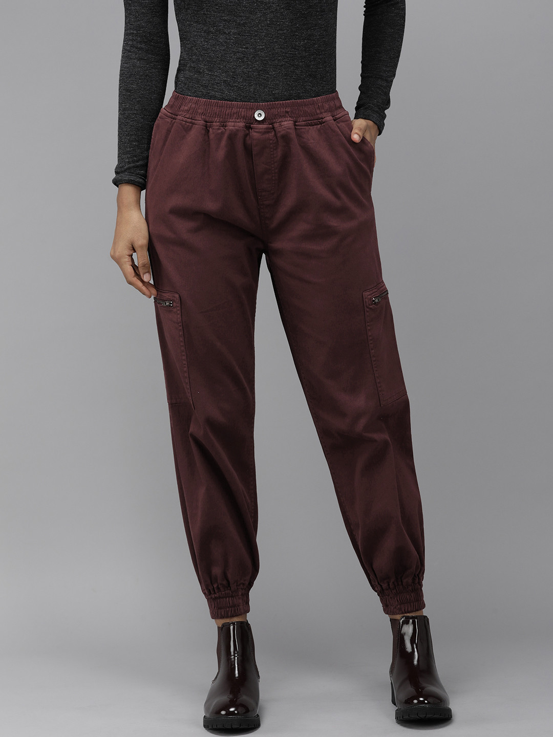 Jogger High Waist Long Trousers - WINDSOR WINE main image 0