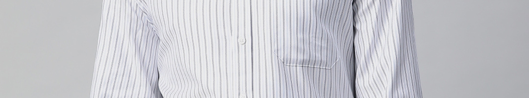 Buy Marks & Spencer Men White & Black Striped Formal Shirt - Shirts for ...