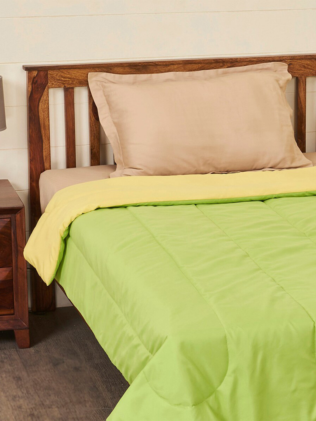 Buy Home Centre Green & Yellow Mild Winter 150 GSM Single Bed Quilt