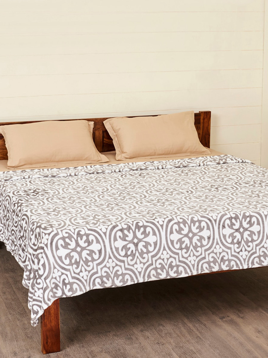 Buy Home Centre Grey Ethnic Motifs Mild Winter 210 GSM Double Bed