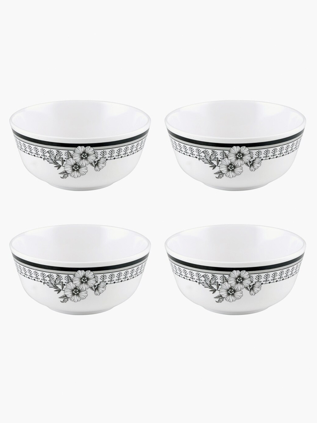 Buy Home Centre Set Of 4 White Printed Melamine Cereal Bowls