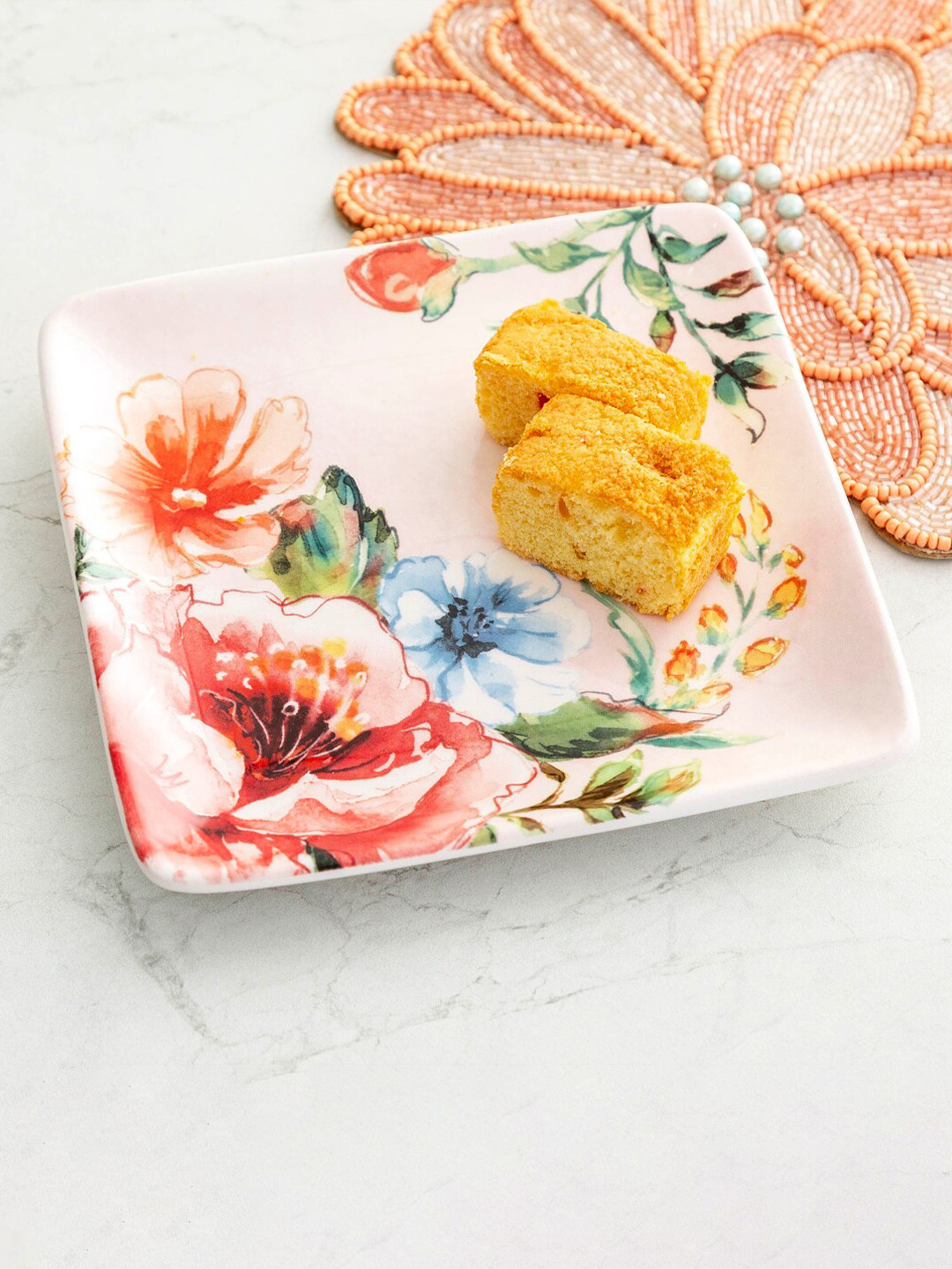 Buy Home Centre Pink Printed Stoneware Appetizer Plate Dinnerware for