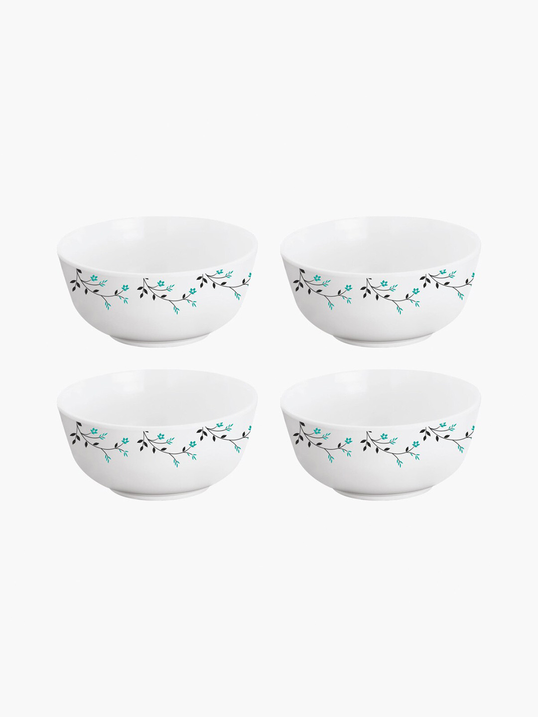 Buy Home Centre Set Of 4 White Printed Melamine Cereal Bowls