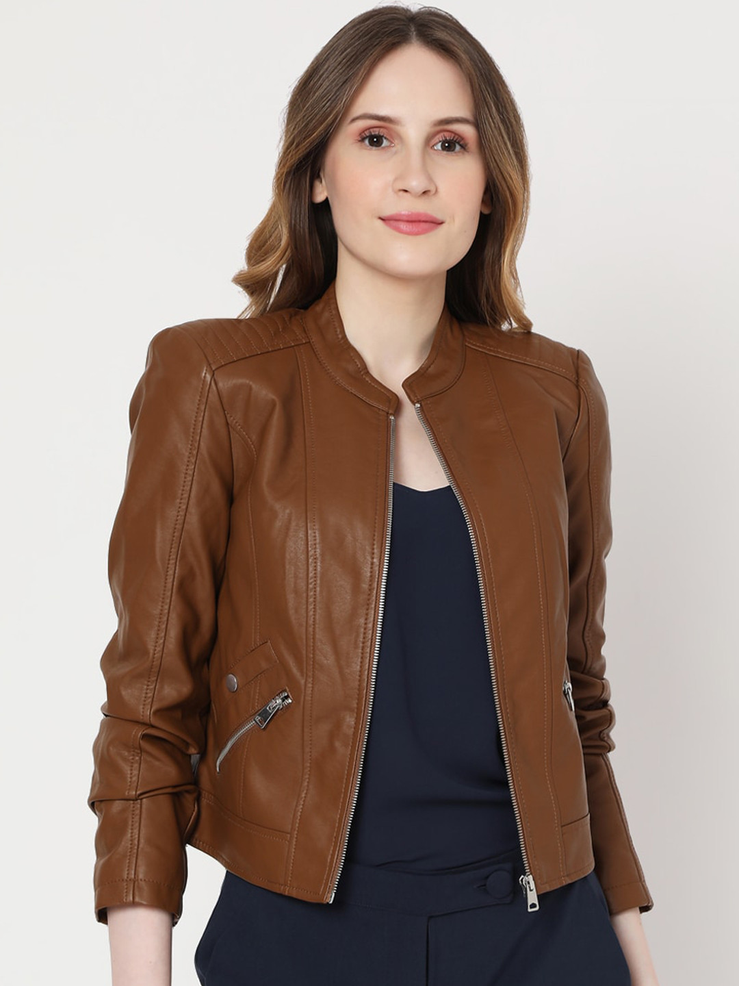 Buy Vero Moda Women Brown Biker Jacket Jackets for Women 15453408