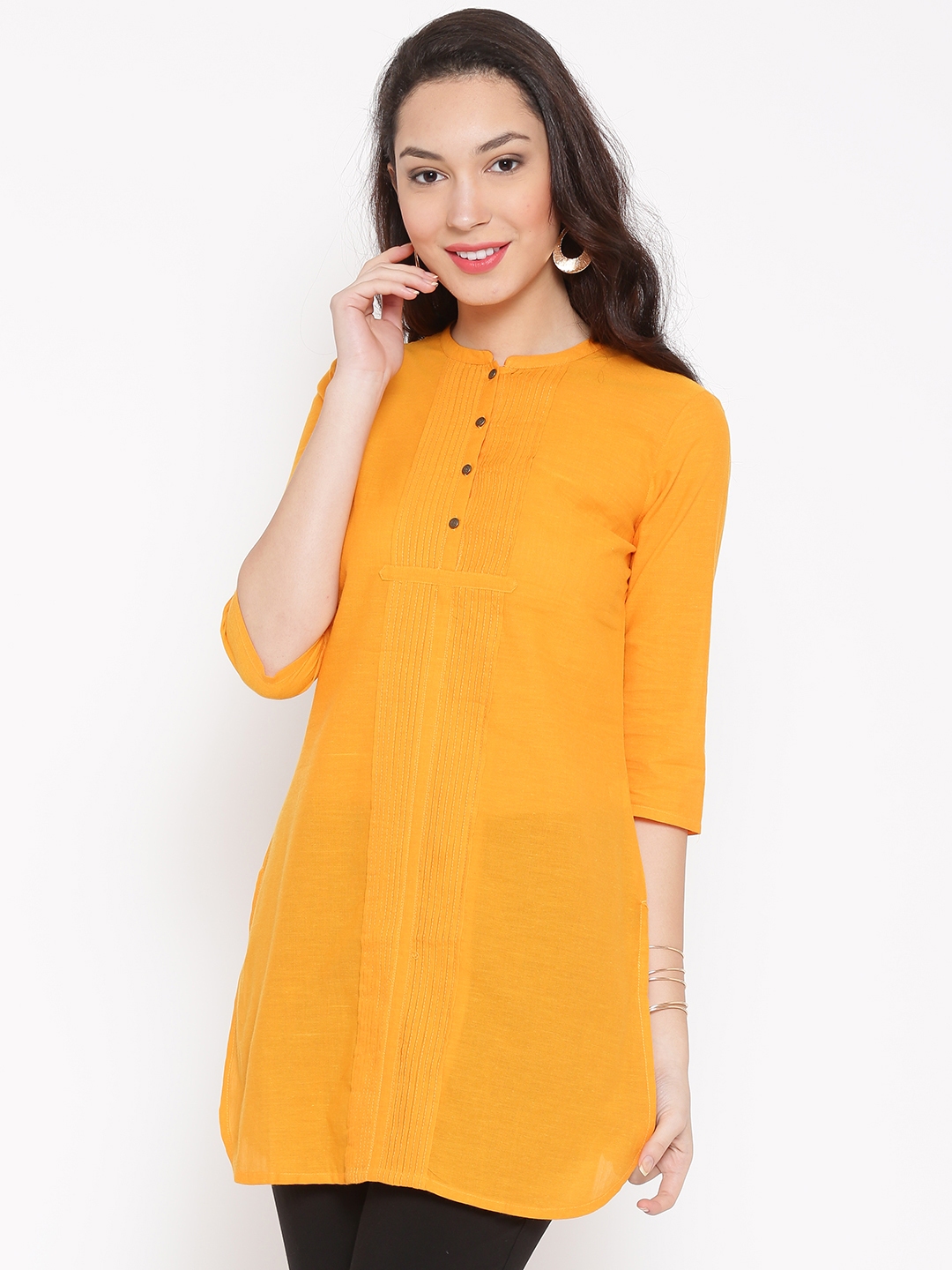 Buy AURELIA Yellow Pure Cotton Kurti - Kurtis for Women 1545507 | Myntra