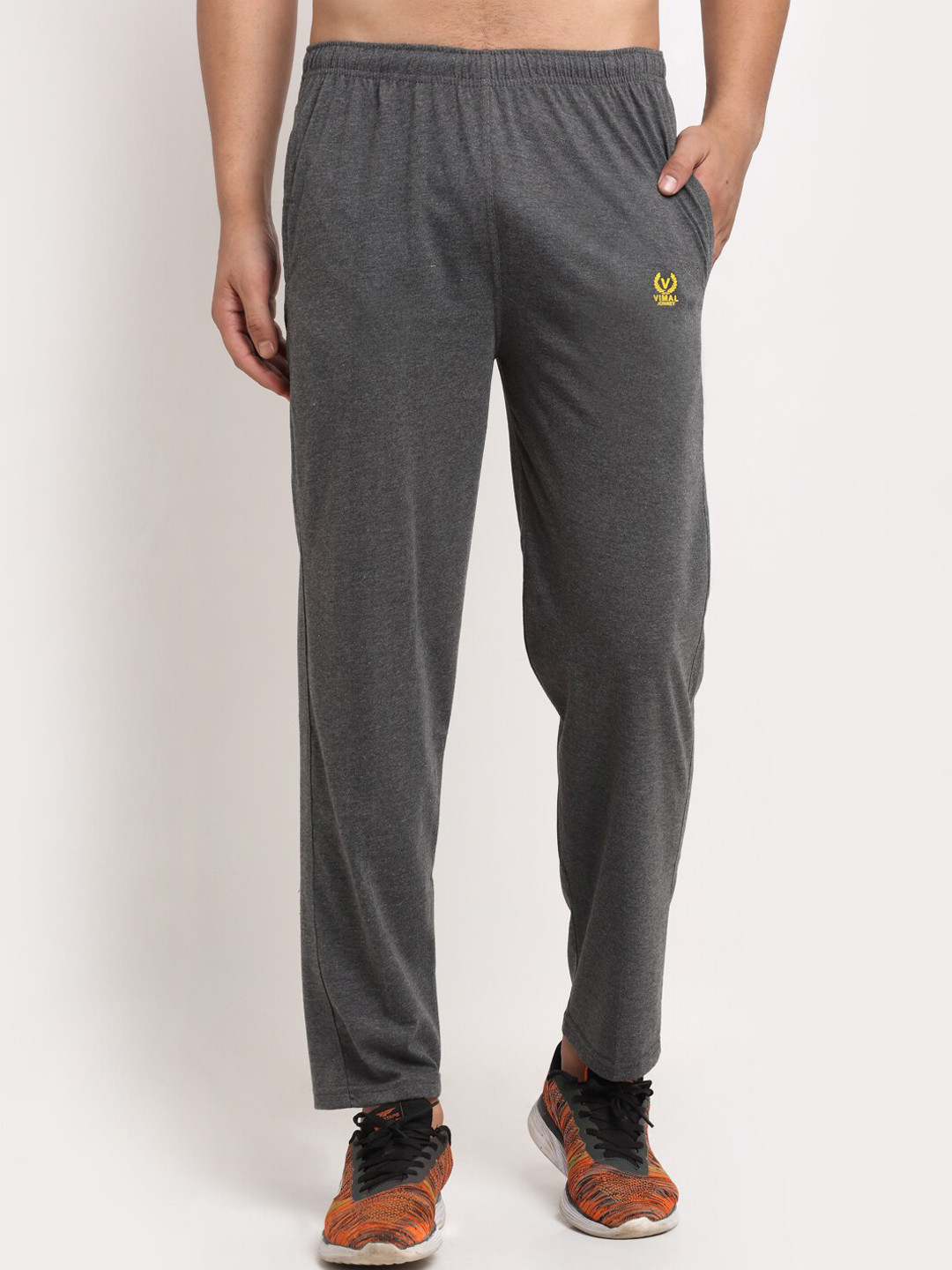 Buy VIMAL JONNEY Men Grey Solid Track Pants Track Pants for Men