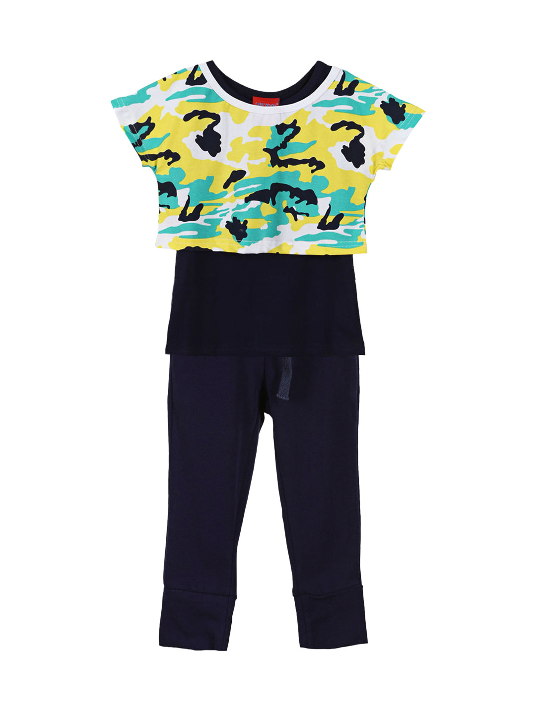 Buy Lilliput Girls Navy Blue & White Camouflage Print Clothing Set