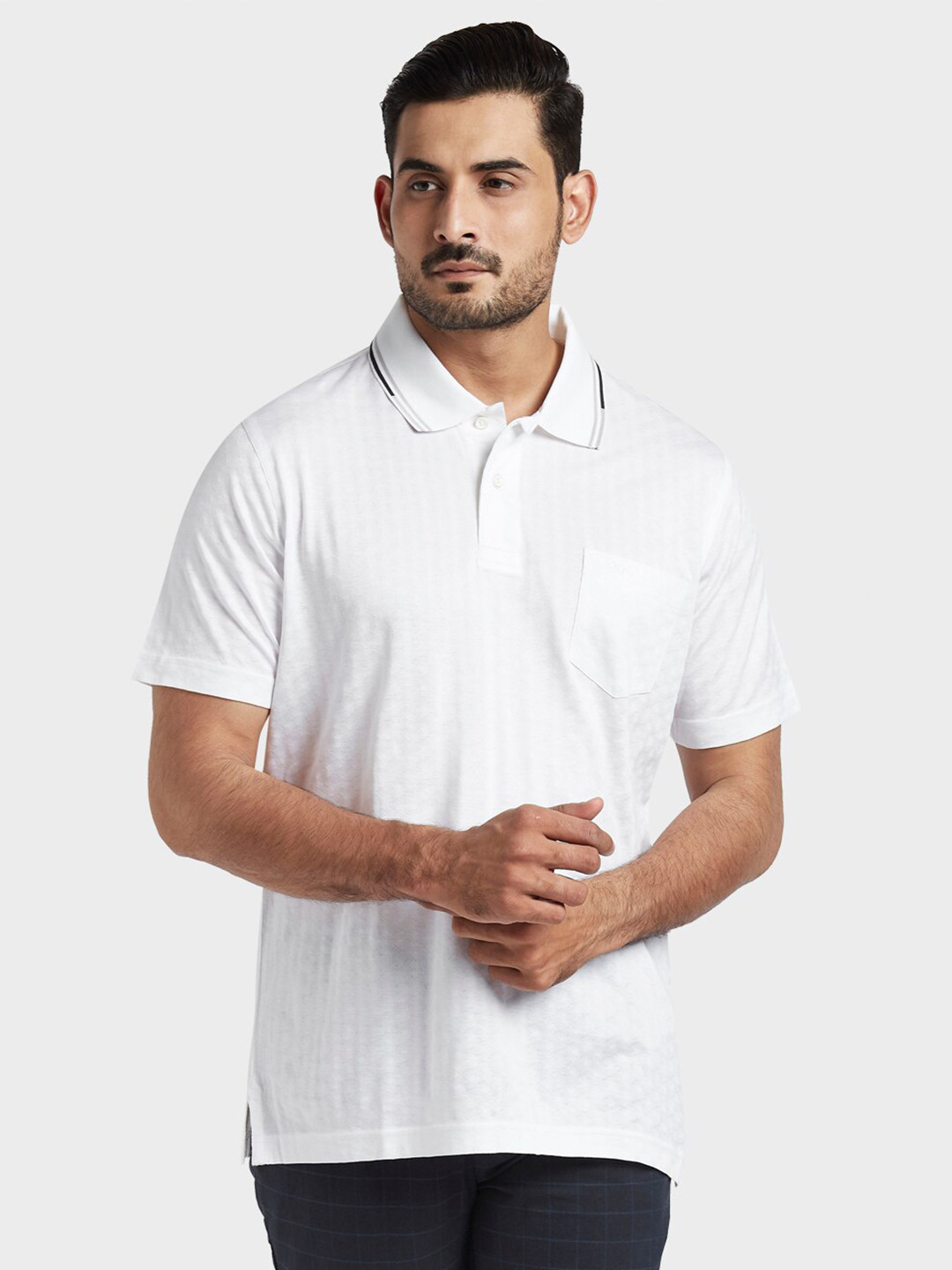 Buy ColorPlus Men White Polo Collar Pockets T Shirt Tshirts for Men
