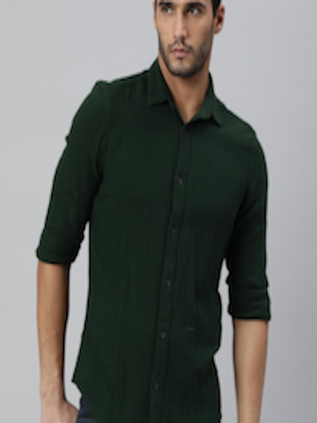 Buy RARE RABBIT Men Green Slim Fit Opaque Cotton Casual Shirt - Shirts ...