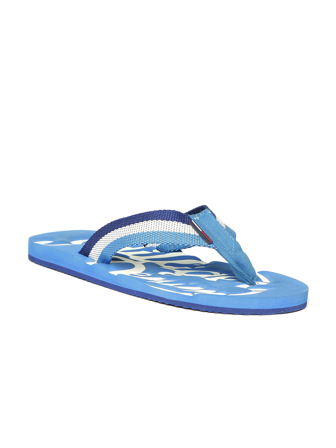 Buy Tommy Hilfiger Men Blue & Off White Striped Flip Flops - Flip Flops for Men 1546506 | Myntra