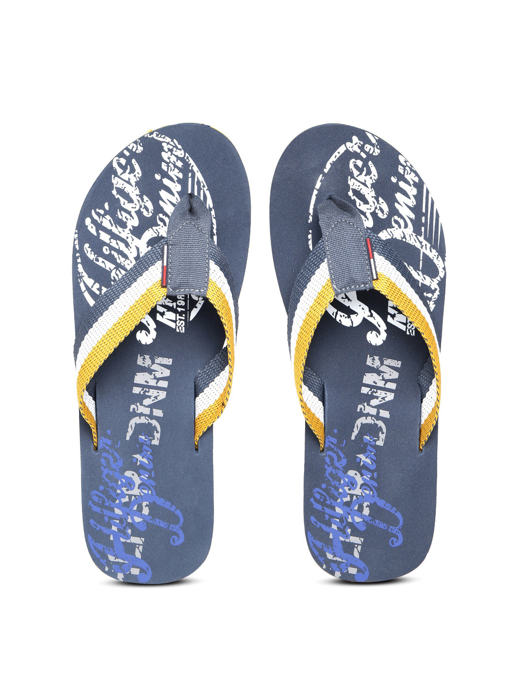 Buy Tommy Hilfiger Men White & Navy Striped Flip Flops - Flip Flops for Men 1546518 | Myntra