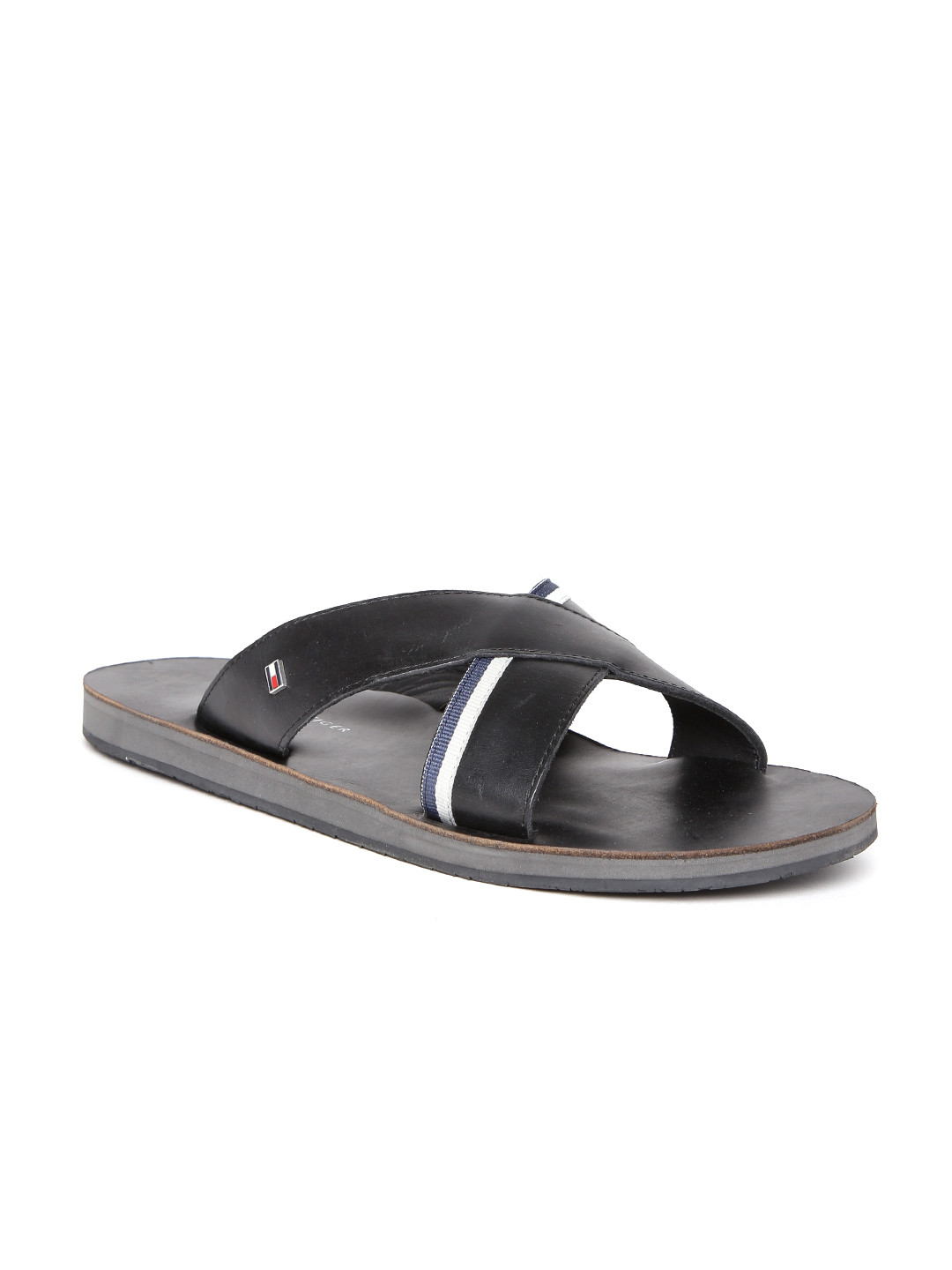 Buy Tommy Hilfiger Men Black Criss Cross Leather Sandals - Sandals for Men 1546531 | Myntra