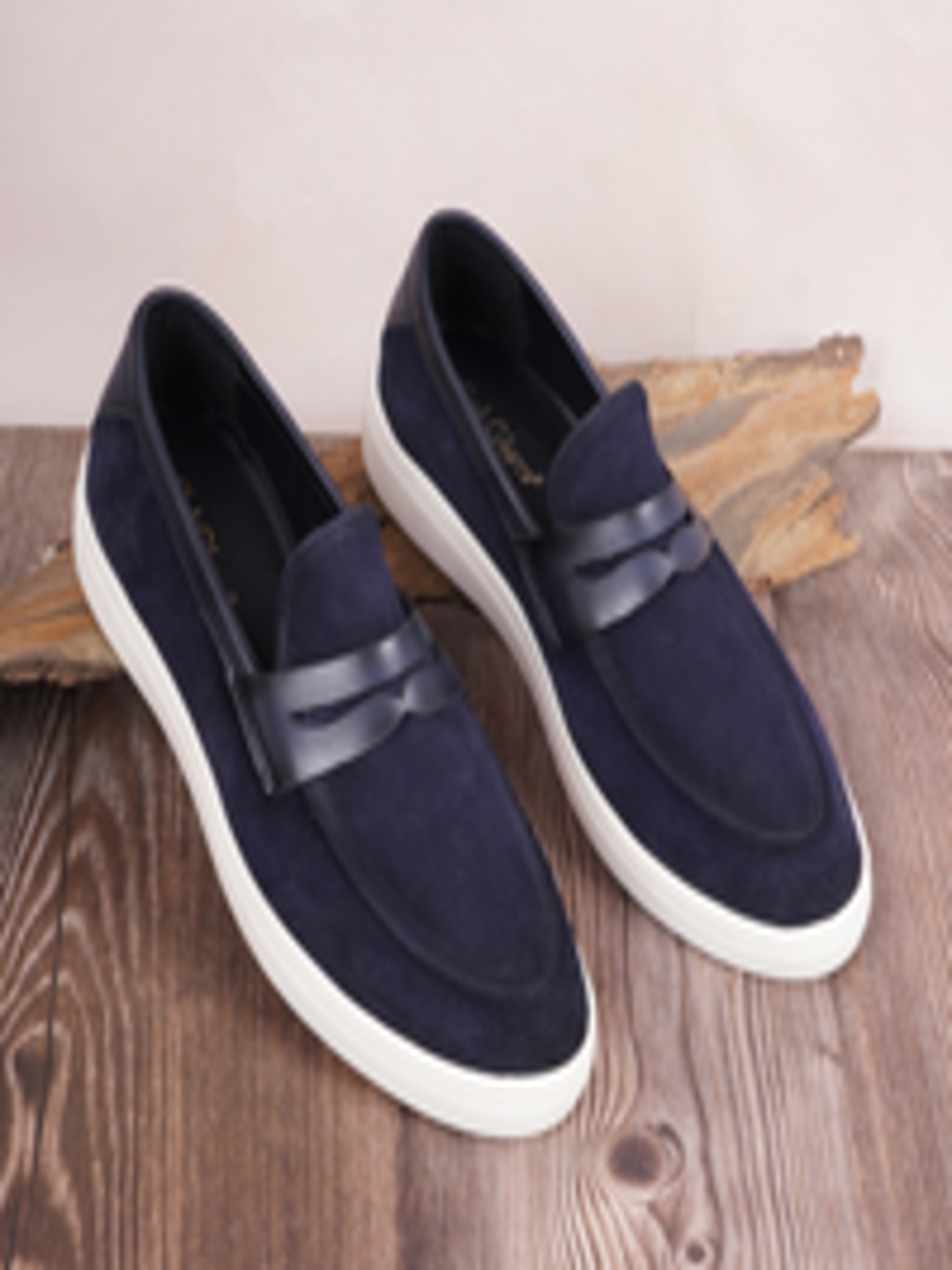 Buy Get Glamr Men Navy Blue Suede Slip On Sneakers - Casual Shoes for ...