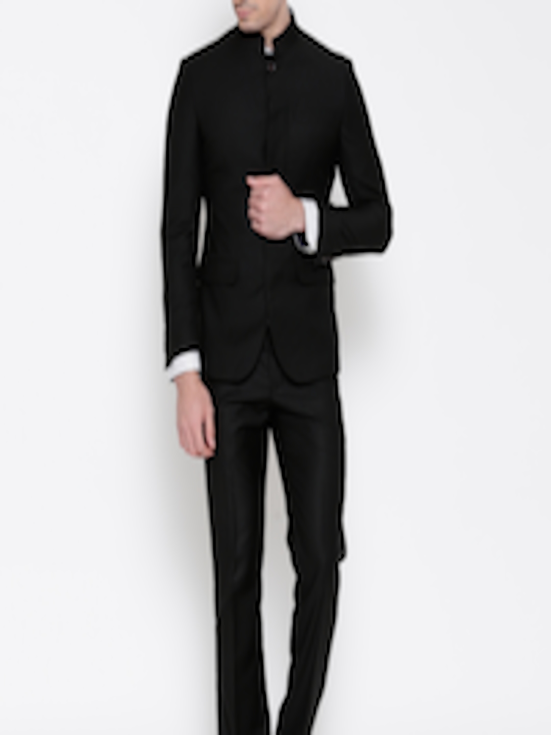 Buy Van Heusen Black Single Breasted Slim Fit Ethnic Bandhgala Suit