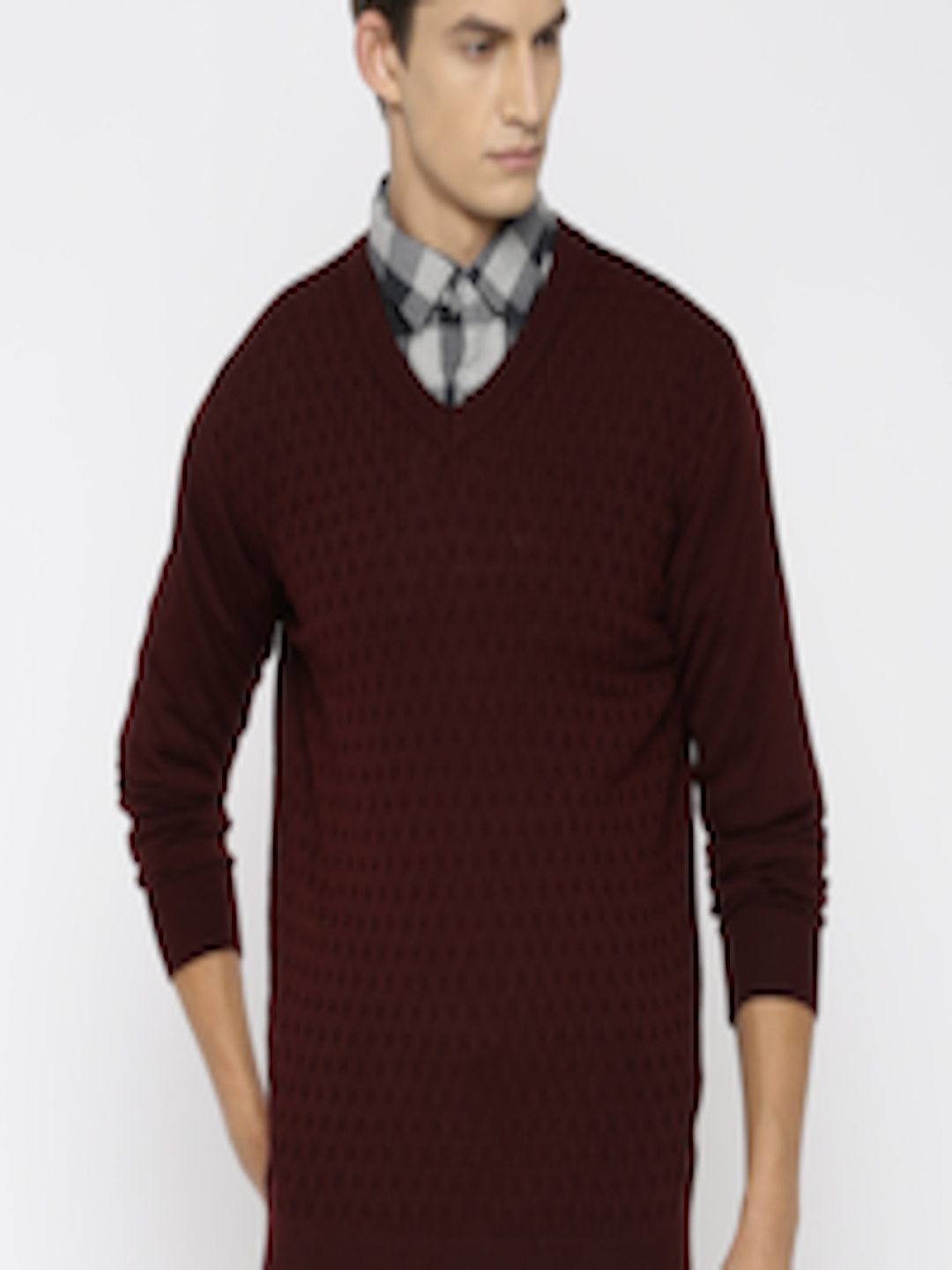 Buy Raymond Men Maroon Patterned Sweater - Sweaters for Men 1546834 ...