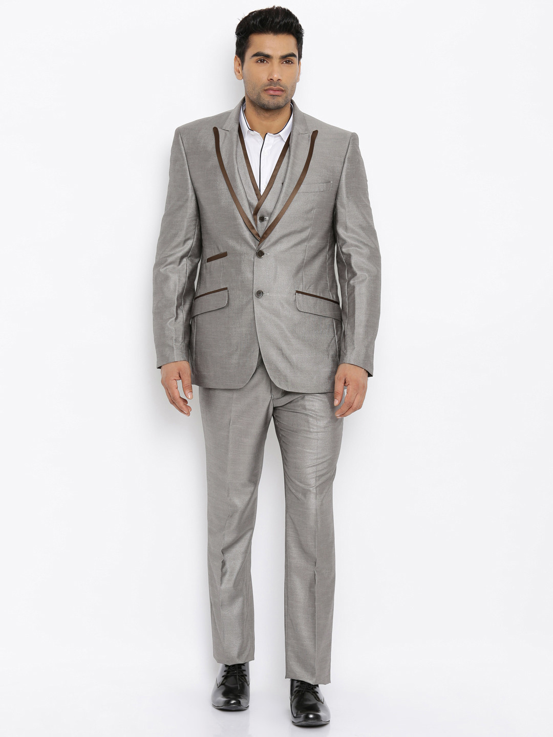 Buy Raymond Men Grey Single Breasted Tailored Contemporary ...