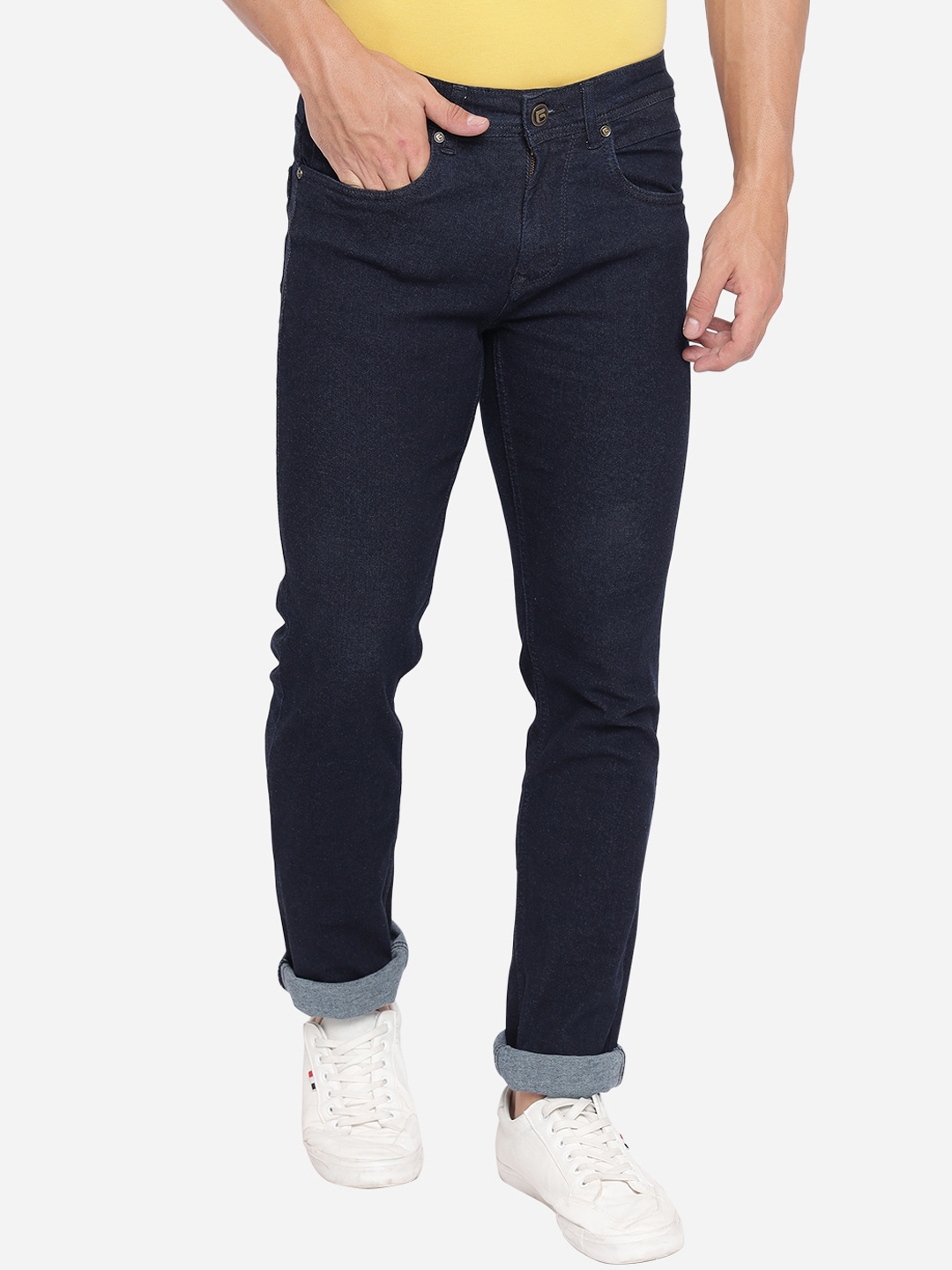 Buy Greenfibre Men Blue Straight Fit Stretchable Jeans - Jeans for Men ...